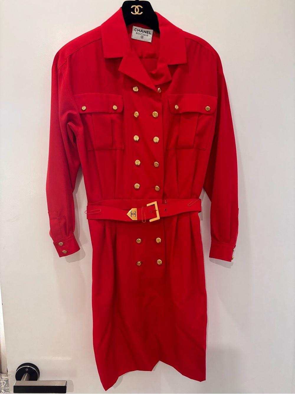 Authentic CHANEL Spring 1989 Karl Lagerfeld red belt dress vintage size 36 - Picture 5 of 13